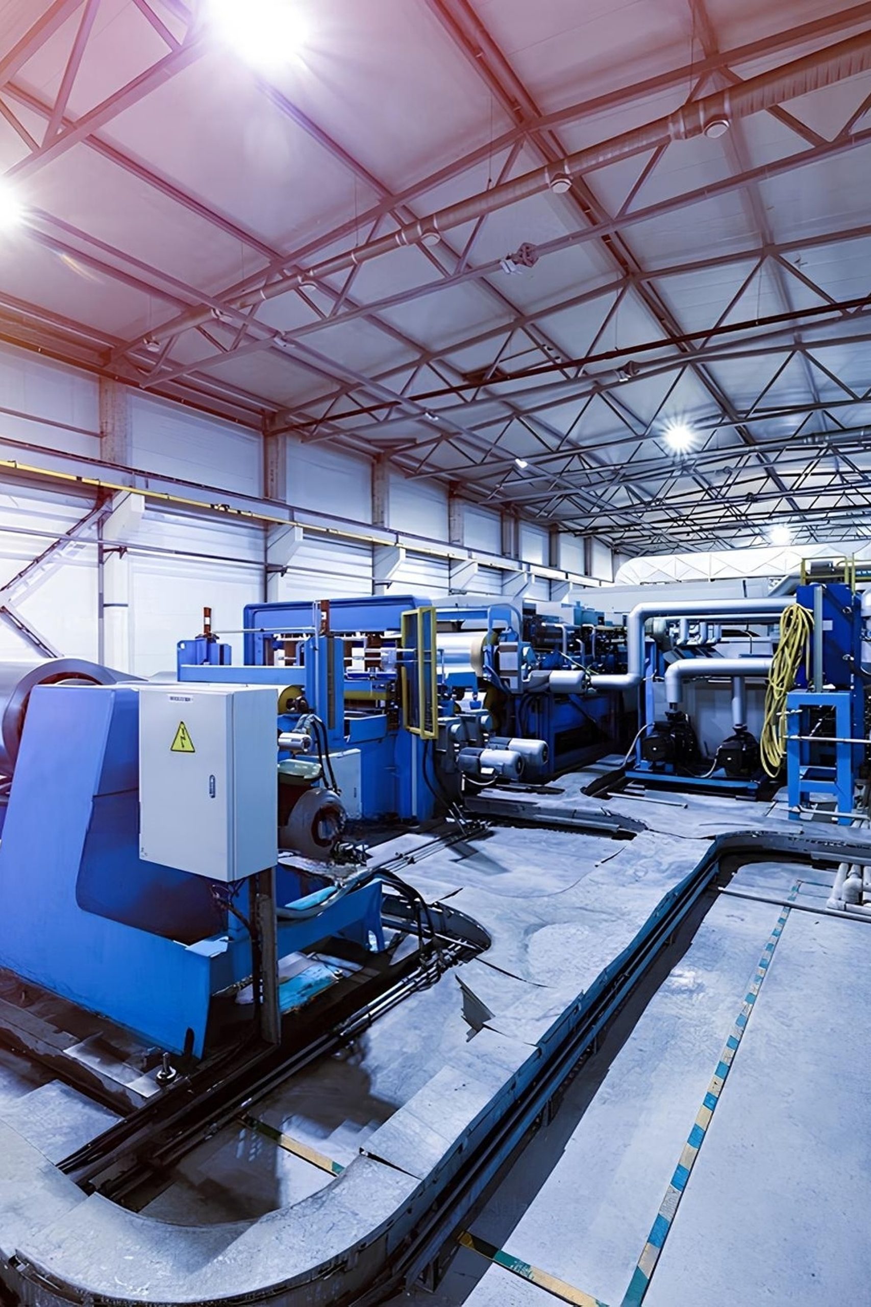Machines industrielles dans un entrepôt